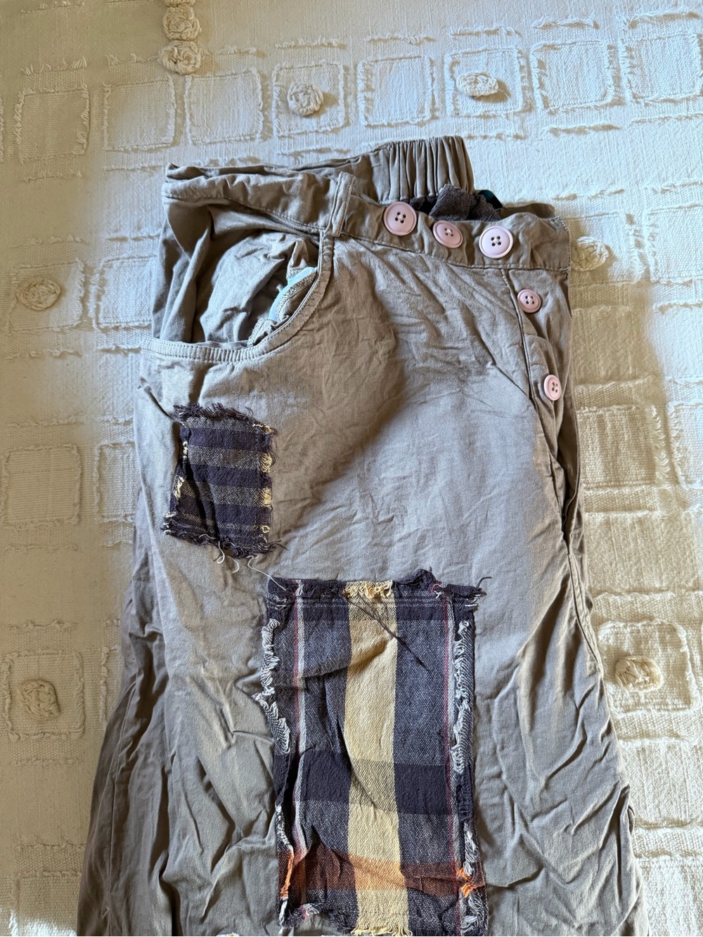Womens Taupe Patch Detail Casual Pants
